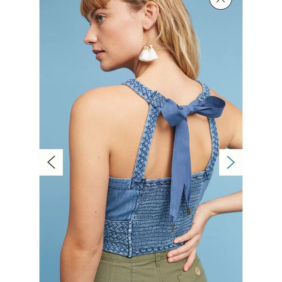 Maeve Braided Cropped Halter Top Blue Denim – Women’s Size 4 - Picture 4 of 9